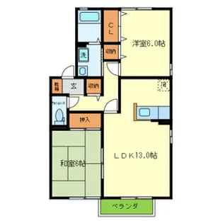 ウエイサイドⅡA棟【2階】の間取り