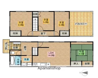 大阪府堺市堺区七条通【一戸建】の間取り