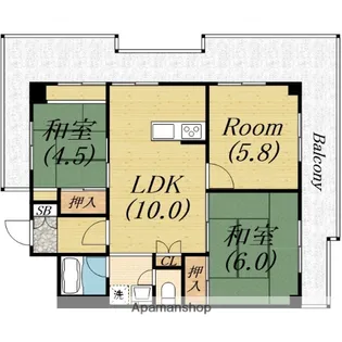 朝日プラザフェニックス【5階】の間取り