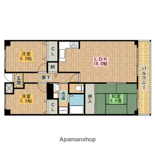 サザンコート堺【3階】の間取り