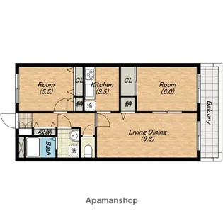 大阪府堺市北区長曽根町【アパート】の間取り
