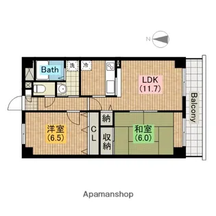 大阪府堺市北区北花田町2丁【マンション】の間取り