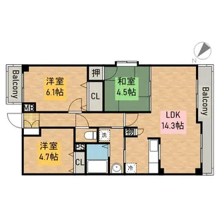 ティーズガーデン【105号室】の間取り