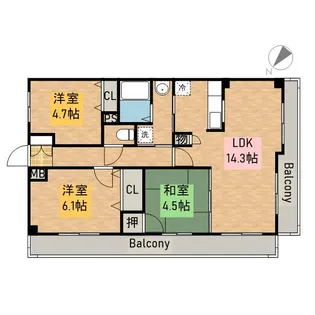 ティーズガーデン【101号室】の間取り