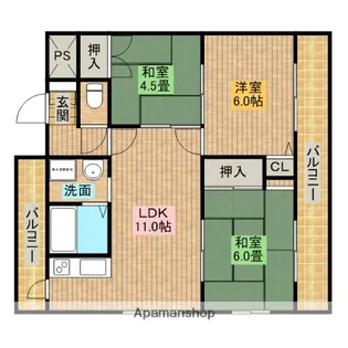 百舌鳥スクエアハイツ【4階】の間取り