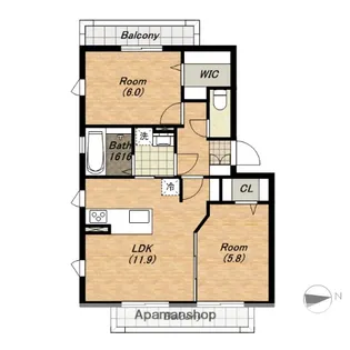 大阪府堺市北区金岡町【アパート】の間取り