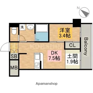 サザンクレスト七道シエル【308号室】の間取り