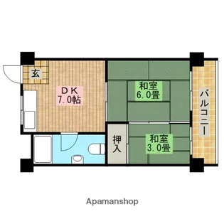旭ヶ丘マンション【1階】の間取り