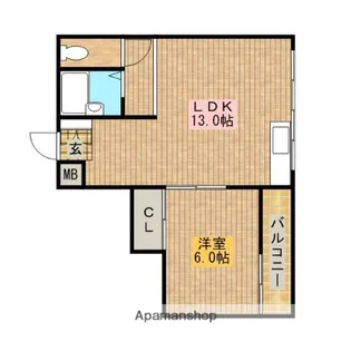 1LDKの間取り画像