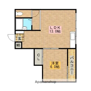 1LDKの間取り画像