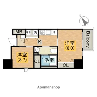 ディアコート宿屋町【5F-B号室】の間取り