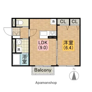 AFFETTO浅香【201号室】の間取り