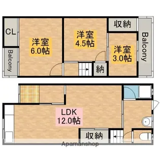 大阪府堺市北区東浅香山町1丁【一戸建】の間取り