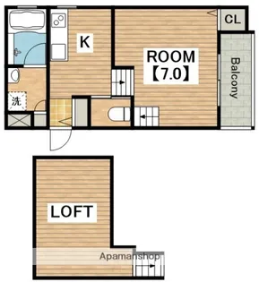 大阪府堺市西区浜寺石津町西4丁【アパート】の間取り