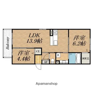 SOUTH AUBERGE(サウスオーヴェルジュ)【2階】の間取り