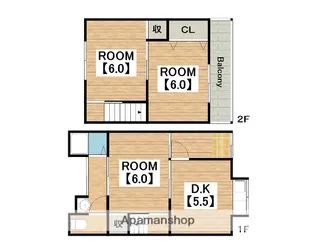 大阪府堺市西区神野町1丁【テラスハウス】の間取り