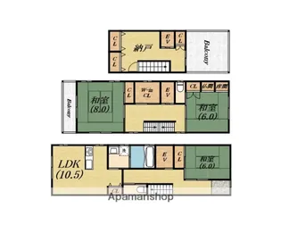 大阪府堺市堺区中安井町2丁【一戸建】の間取り
