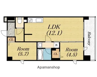 プレステージ12番館【4階】の間取り
