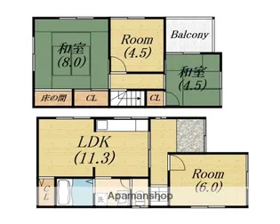 大阪府堺市西区草部【一戸建】の間取り
