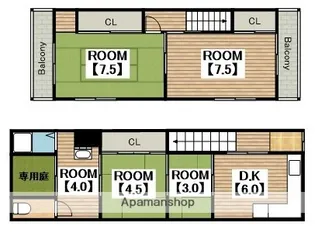 大阪府堺市堺区昭和通3丁【テラスハウス】の間取り