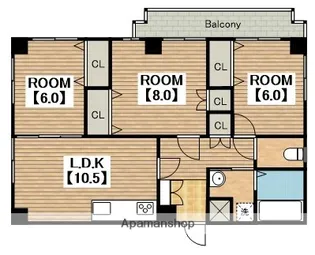 フェンテ上野芝【3階】の間取り
