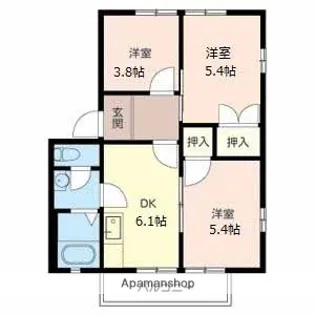 ハイツ森【206号室】の間取り