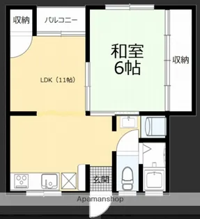 プレゼンス紀伊【Ⅱ-107号室】の間取り