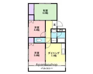 ハイツこかわ【1階】の間取り