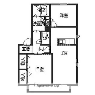 グリーンヒルズ丸山【105号室】の間取り