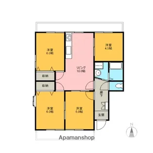 グルワール岩出【1-a号室】の間取り