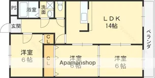 ヒルズ東大阪【1階】の間取り