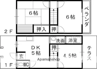 大阪府高槻市郡家新町【テラスハウス】の間取り