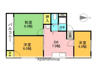 サンワライフマンション【4階】の間取り