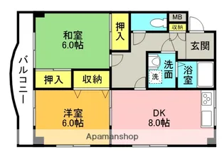 2LDKの間取り画像