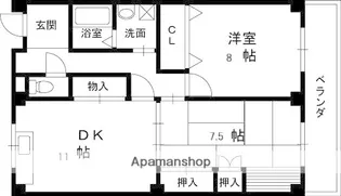 北川ハイツ【2階】の間取り