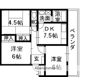 磐手ハイツ【30B号室】の間取り