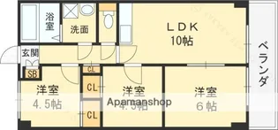 若草ハイツB棟【6階】の間取り