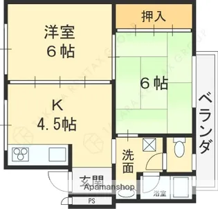 メゾン津之江【2E号室】の間取り