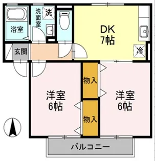 ハイカムール B棟【202号室】の間取り