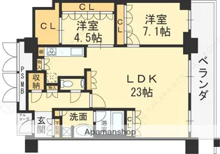 ジオタワー高槻ミューズガーデン【4103号室】の間取り