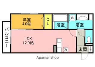 ヴァンクレール古曽部【101号室】の間取り