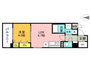 グランブルー高槻【4階】の間取り
