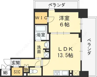 ザ・パークハビオ天満橋【9階】の間取り