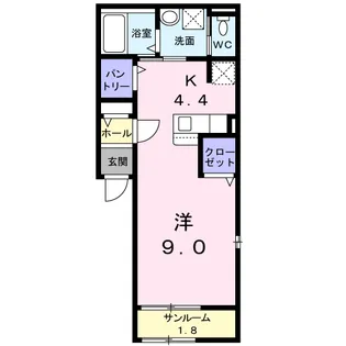 ジャルダン・ヴェール【2階】の間取り
