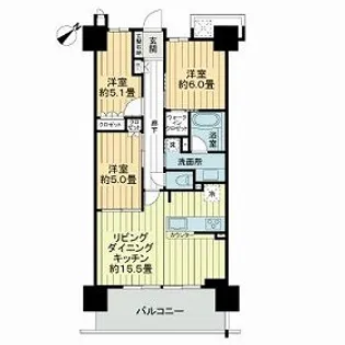 ライオンズ茨木総持寺ステーショングラン【13階】の間取り