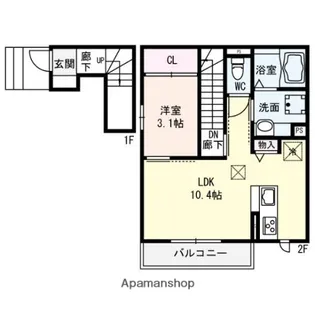 セジュールF B棟【201号室】の間取り