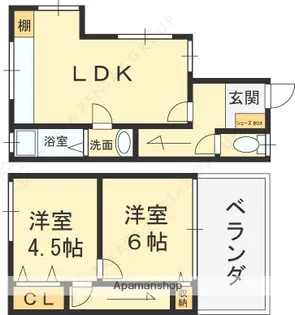 大阪府寝屋川市池田本町【一戸建】の間取り