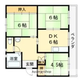 富田団地 73号棟 503号室【5階】の間取り