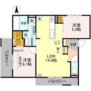 D-residence下田部A棟【2階】の間取り