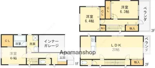 大阪府高槻市津之江町3丁目【一戸建】の間取り